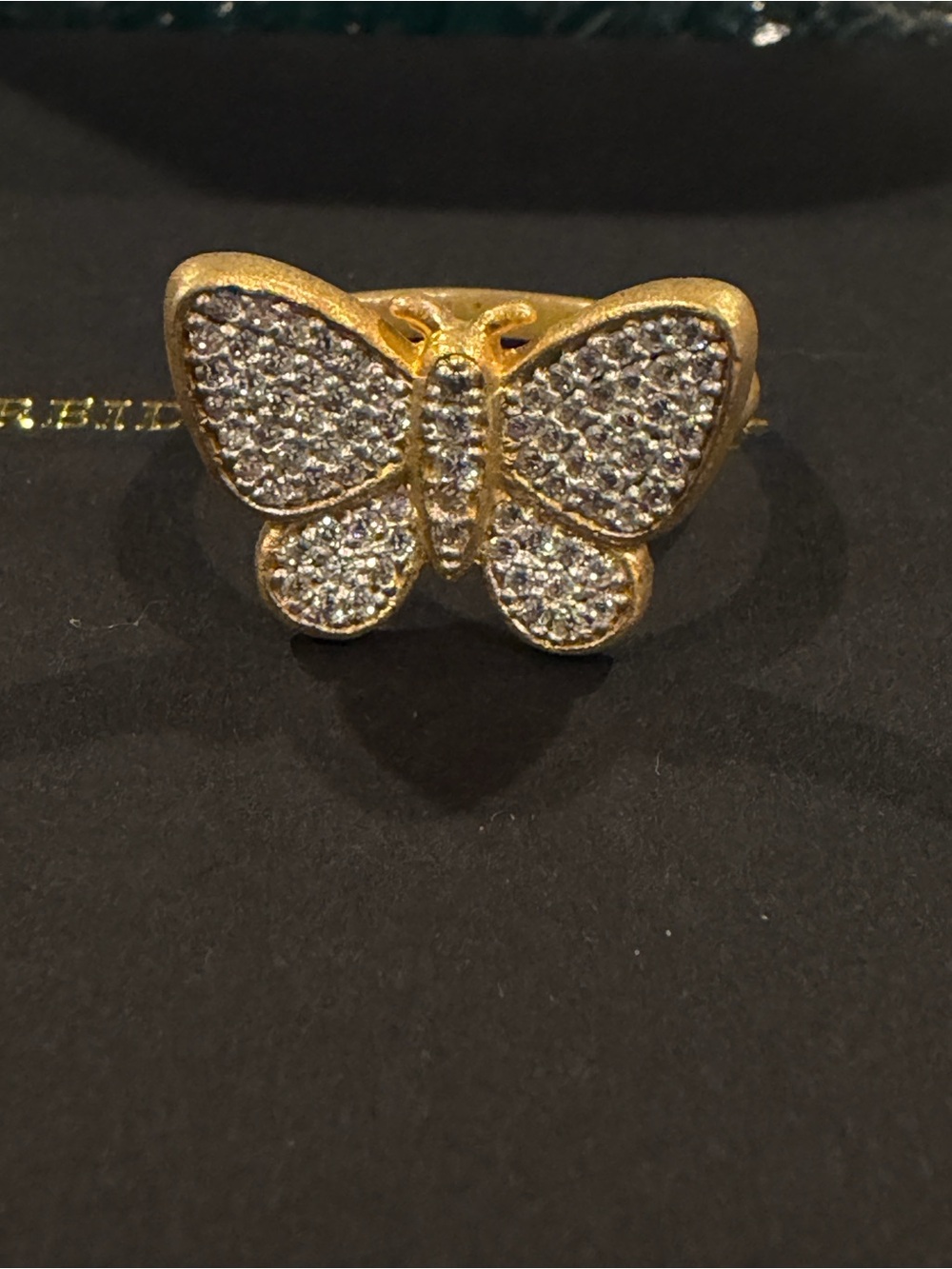 Freida Rothman FR 925 Stamped Gold Plated Cocktail Butterfly Ring with Pavé - - Picture 4 of 8
